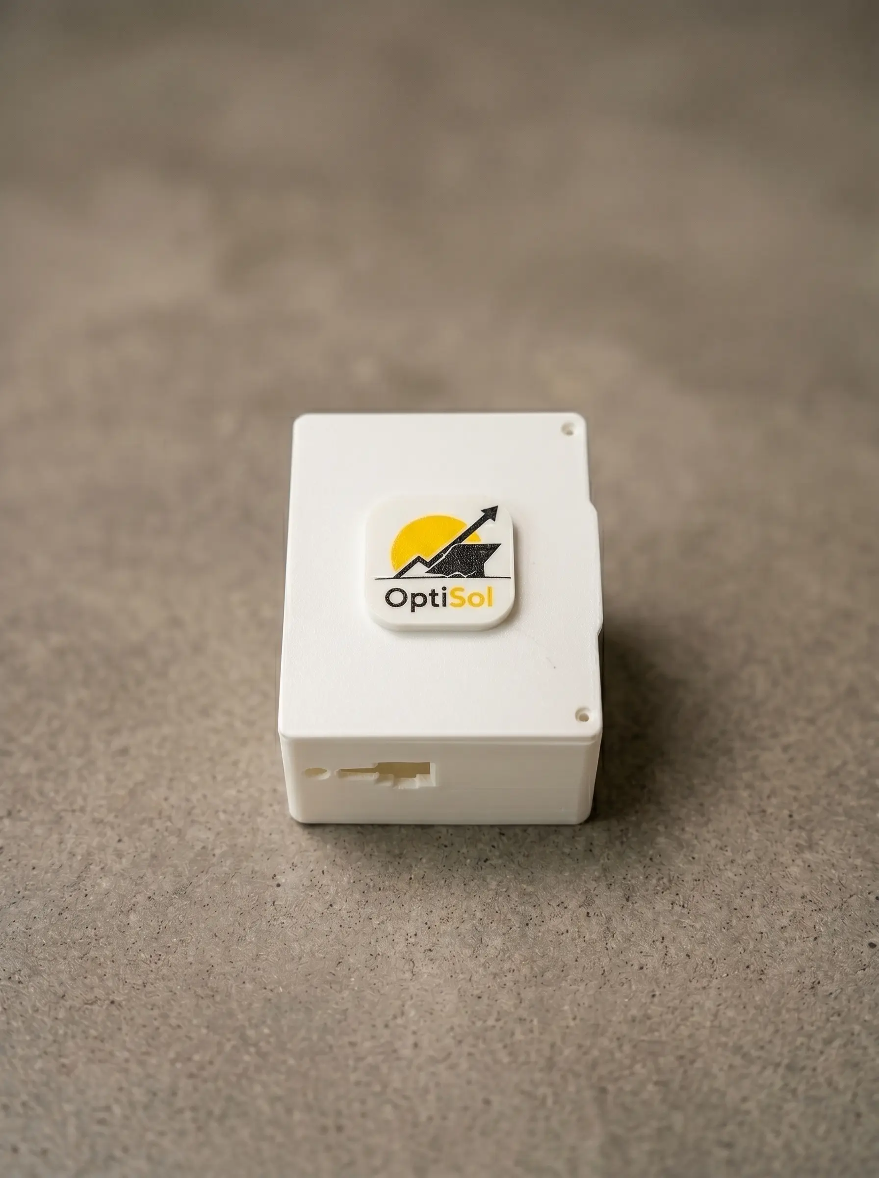 Outdoor electronics housing — sealed white ASA enclosure with branded lid
